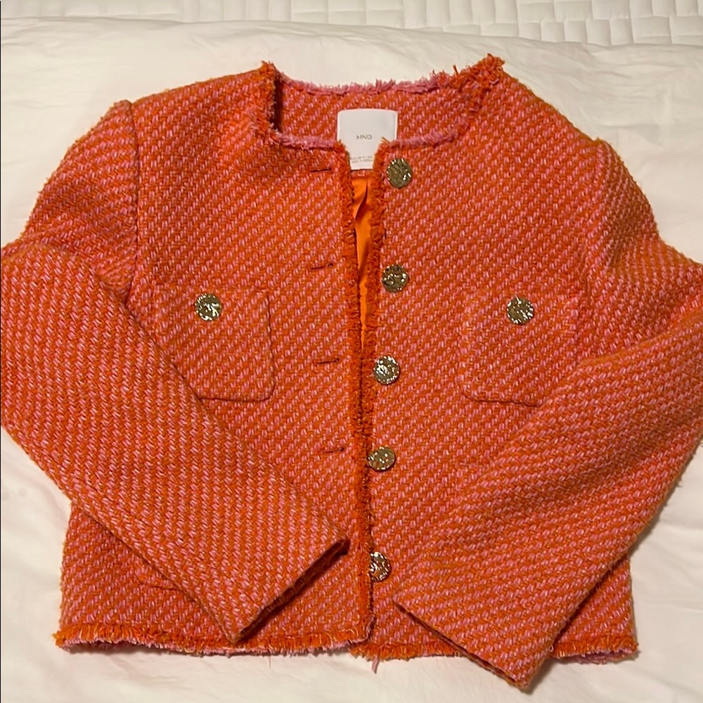 Mango Orange Tweed Jacket